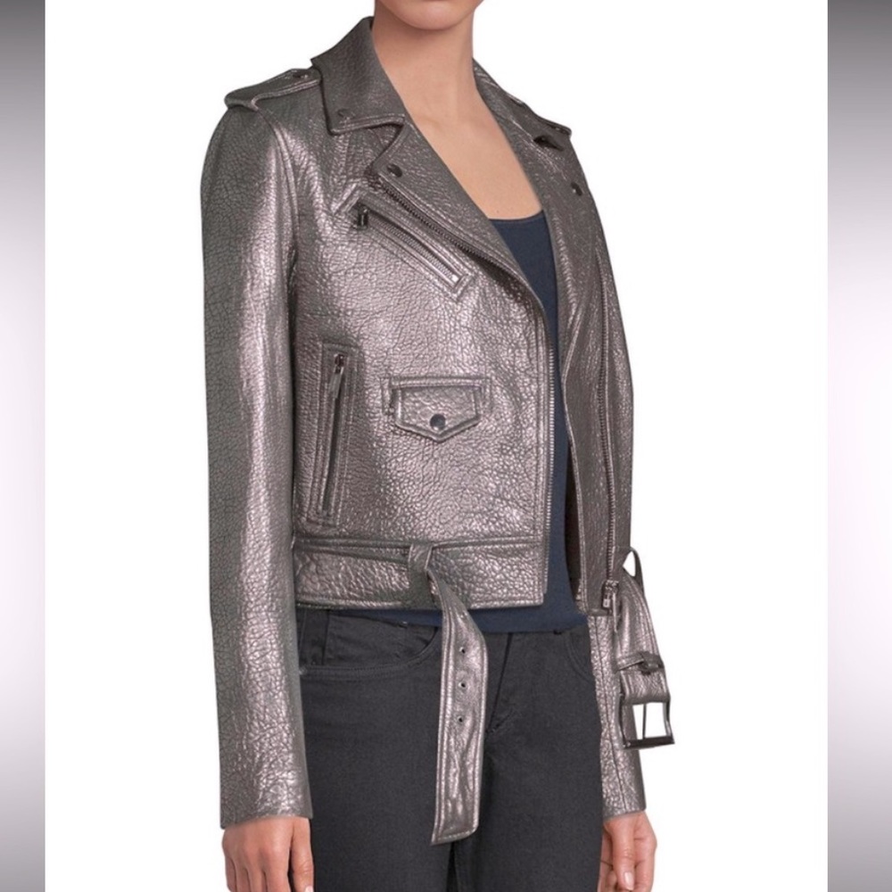 Michael Koran Metallic Leather Jacket Size Small
